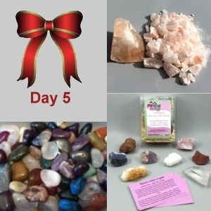 Image 5th Day: Chakra Crystals, Halite Cleansing Kit, Tumbled Rock